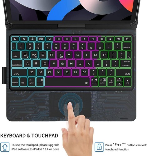 For iPad 7/8/9/10/11th Gen Air Pro 11" Touchpad Keyboard Case with 360° Rotation - Picture 16 of 39