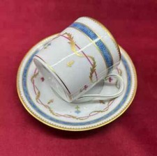 HAVILAND LIMOGES VIEUX PARIS BLUE BLEU CUP AND SAUCER TASSE A CAFE THE PORCELAIN