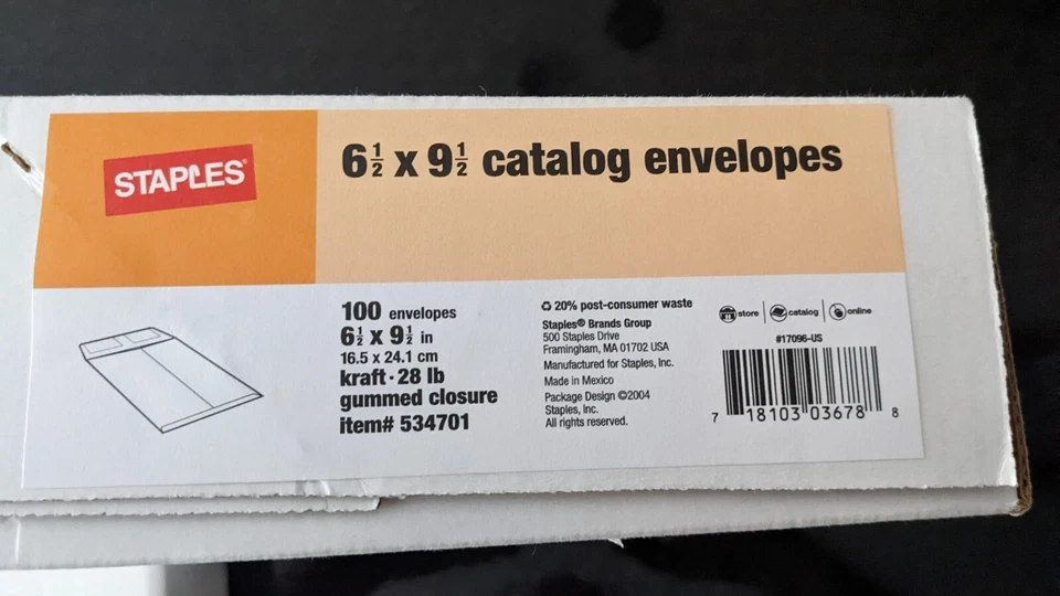 Staples Gummed Catalog Envelopes 6.5" x 9.5" Brown 200 - Image 2 of 4