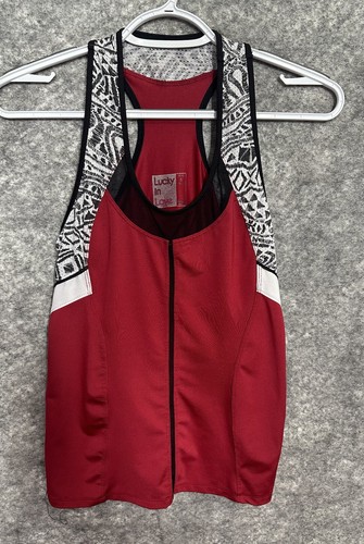 Lucky in Love Tank Top Small Tennis Golf rot schwarz Pickleball Freizeit