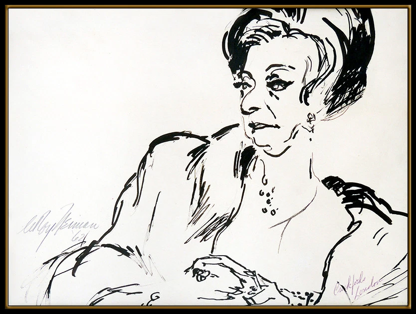 Retrato de juego LeRoy Neiman pintura gouache original firmado Londres Inglaterra Foto 2 de 4