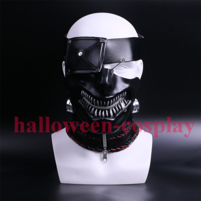 Papapanda Tokyo Ghoul Maske – Ken Kaneki Cosplay Reißverschluss-Maske Aus Weichem Polyester – 18,5x12,5 Cm