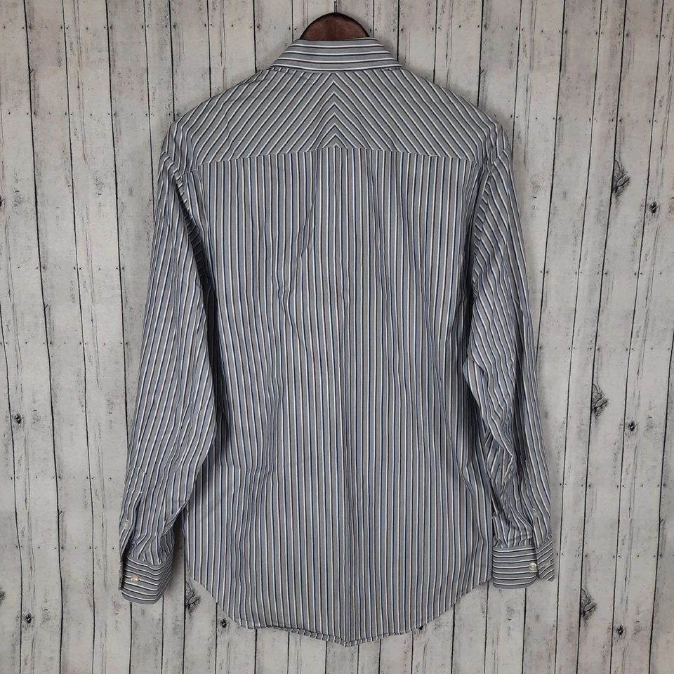 Camisa con botones Johnston & Murphy para hombre talla mediana ajuste a medida rayas Foto 2 de 4