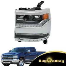 For 2016-2017 2018 Silverado 1500 Left Side LED Chrome Bezel Headlights Headlamp