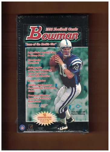 1998 BOWMAN FOOTBALL FACTORY SEALED HOBBY BOX 24/10 PEYTON MANNING & MOSS ETC.