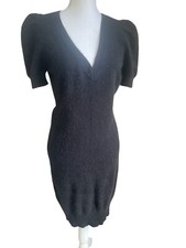 Angora Rabbit Hair Short Sleeve Dress Black Size L from Moda International