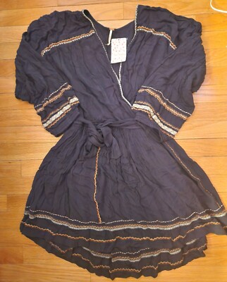 Free People Embroidered tunic wrap top with tie belt | eBay display picture 3