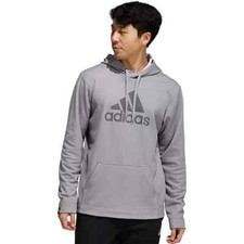 adidas L111304 Mens Grey Game  Go Performance Fleece Pullover Hoodie Size XL