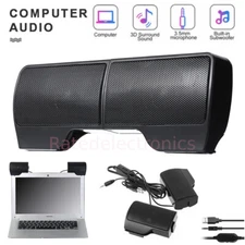 Portable Clip-On Computer Speakers Stereo USB Power Sound Bar Desktop Laptop PC