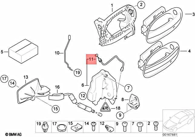 Genuine BMW Bowd.Cable Outside Door Handle Front Alpina B7 E65