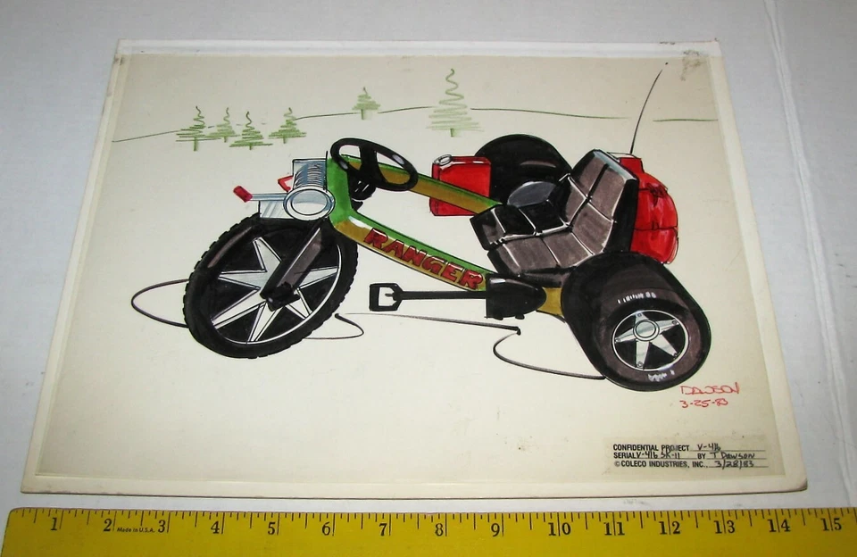 RARO 1983 Concept Art Coleco Power Big Wheel Ranger Juguete Proyecto Diseñador Dawson Foto 4 de 4