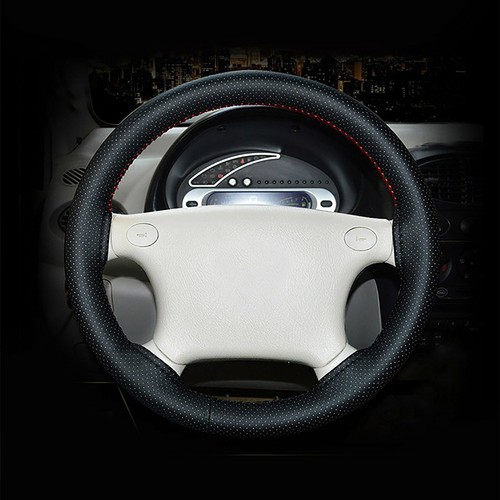 Leather DIY Car Steering Wheel Cover Breathable Anti-slip Universal 38cm AUS - Picture 2 of 9