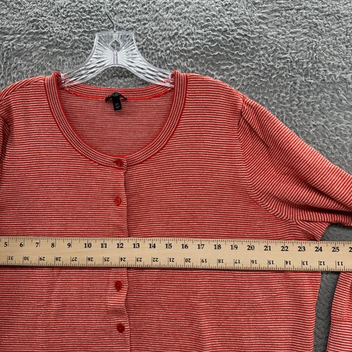 Talbots Cardigan Womens Plus Size 2X Orange Striped Knit Metallic Sweater Jacket - Picture 6 of 11