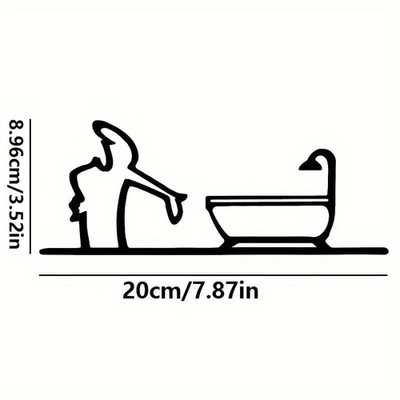 Metal Wall Decor 2D Flat Metal Bathroom Sign Creative Black Frame Home Decor