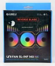 Lian Li UNI Fan SL-Infinity 140 RGB Reverse Blade Case Fan, Black - NEW