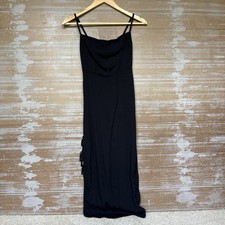 Reformation Midi Tie Side Dress Black Event Cocktail Basic Vacation Womens 2