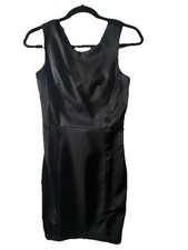 Forever 21 Contemporary Black Satin Bodycon Dress Open Back Sleeveless Size S