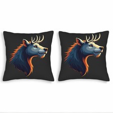 Stylish 18x18in Throw Pillow Covers Set of 2-Vibrant Design with ColorfulAntlers