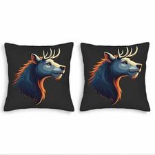 Stylish 18x18in Throw Pillow Covers Set of 2-Vibrant Design with ColorfulAntlers