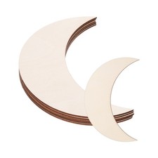 6.3"x2'' Wooden Moon, 5 Pack Unfinished Wood Moon Blank Wooden Cutouts