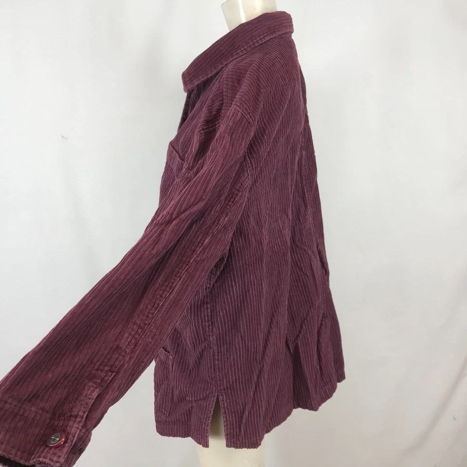 VINTAGE FASHION BUG ~ WOMENS 18/20 ~ PLUM CORDUROY BUTTON UP CHORE SHIRT JACKET - Изображение 4 из 4