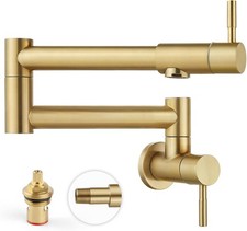 Pot Filler 19 Inch Wall Mount Folding Stretchable Brushed Gold SUS304 stainless
