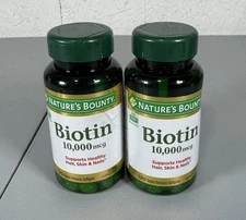 2X - NATURE'S BOUNTY BIOTIN 10,000mg Hair Skin Nails 120 SOFTGELS Exp 01/2028