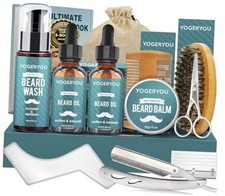 Beard Kit,10-1 Men Gift Set for Fathers Day Dad Gifts W/Straight Razor,Shaping