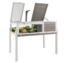 PawHut Wooden Tortoise Habitat, Tortoise Enclosure Reptile Cage w/ Tray