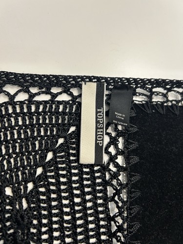 Cárdigan Chaqueta Topshop Tejido Gamuza Borla Negro Talla Mediana Vintage Festival - Imagen 7 de 10