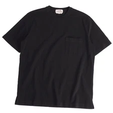 Hermes T-shirt Top Short Sleeve Moss Stitch Cotton Men's M Black Used MOLO-0