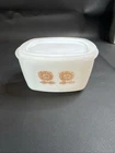 Vintage Federal Glass Sunflower Milk Glass Refrigerator Dish w/ Lid