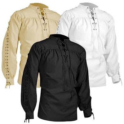 Herren Langarm Hemd Piratenkostüm Mittelalterliche Renaissance-Kostüme Wikinger