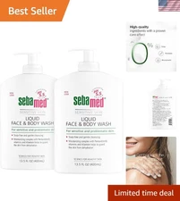 Sensitive Skin Face & Body Wash - Unscented, 400ml Pump, 2 Pack Value Set