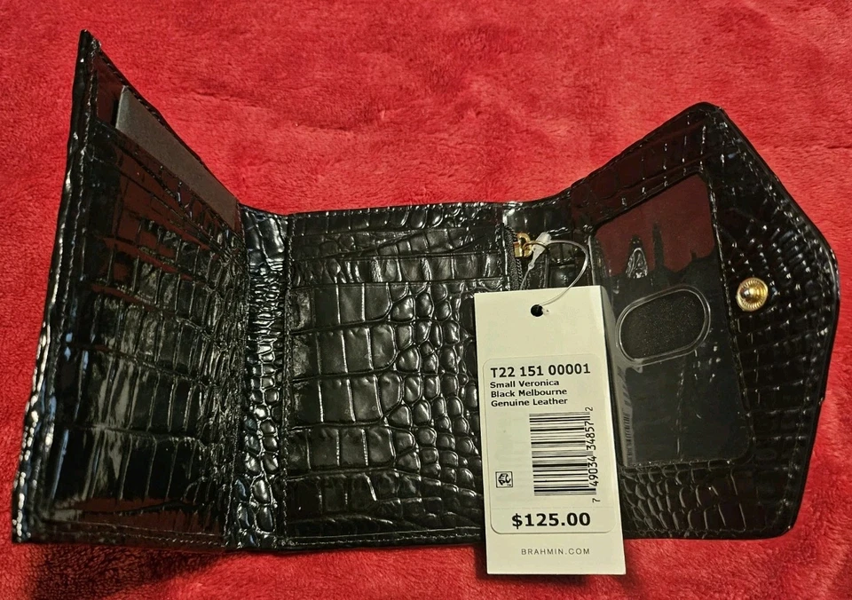 ¡NUEVO CON ETIQUETAS! Cartera Brahmin Verónica Negra - Pequeña *LEER DESCRIPCIÓN* Foto 3 de 4