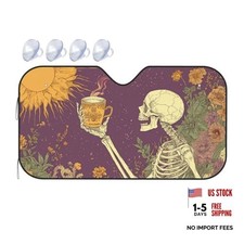 Windshield Sun Shade Witchy Skull Flower Sun Art Car Front S:51x27.5 inch A0922