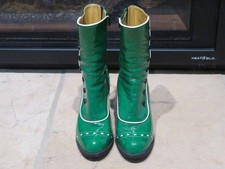 JOHN FLUEVOG Green Patent Leather Attic Denise Ankle Boots with Buttons 9