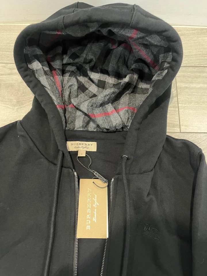Sudadera con Capucha Burberry Check Forrada Cremallera Completa Gris Talla M. ENVÍO GRATUITO Foto 2 de 4