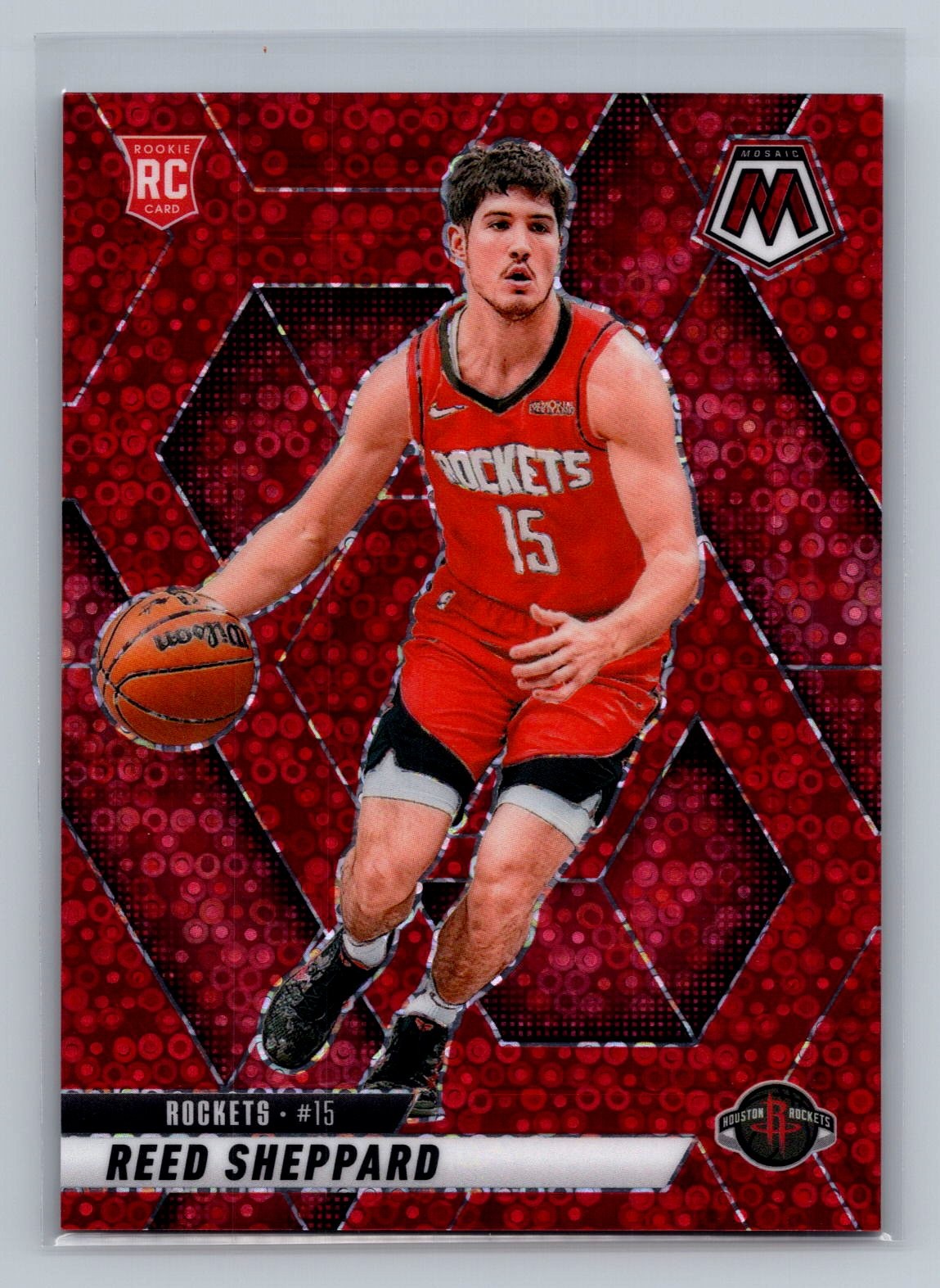 Reed Sheppard 2024-25 Panini Mosaic #249 Fast Break Red Mosaic 99/99 RC