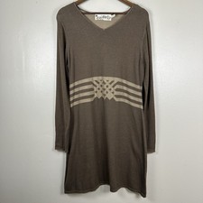 Aventura Women’s XL Brown Tan Striped Sweater Dress Cozy 100% Cotton