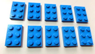 10 Stück 3021 Lego Platte 2x3 dunkel azur dark azure gebraucht 6089837 6144149