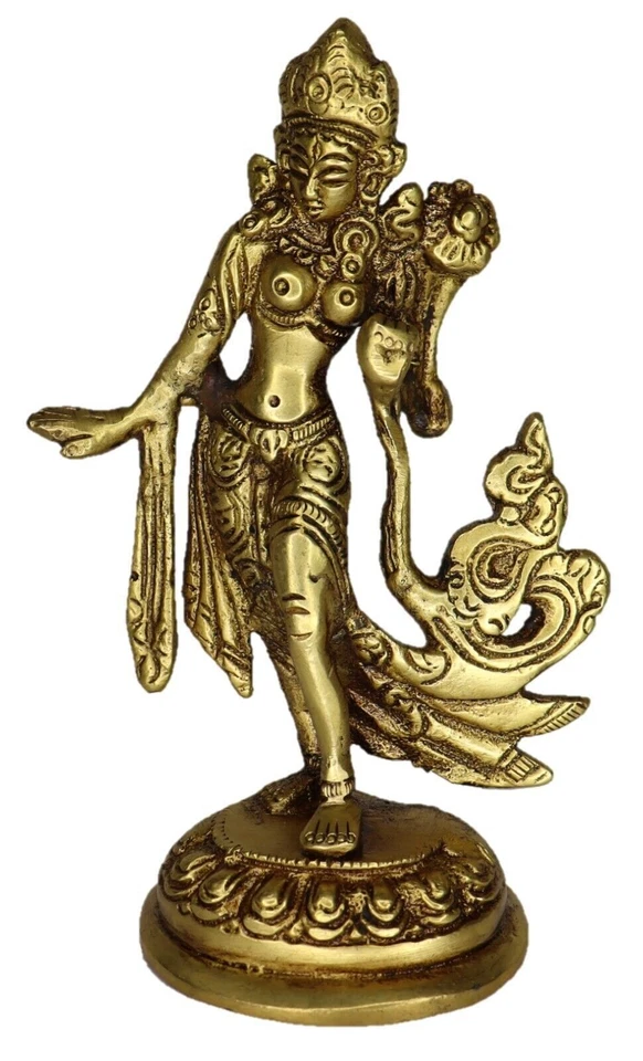 Tibetan Buddhist Deity Standing Tara Statue Handmade Brass Home Decor figure - Image 2 of 4