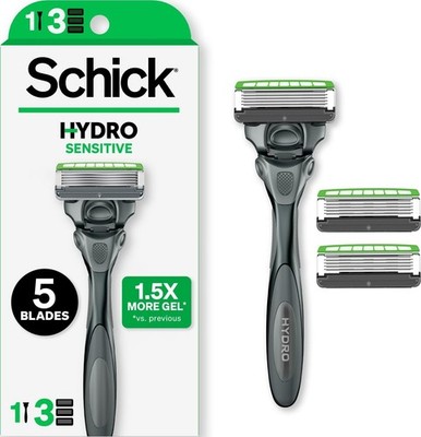 Schick Hydro Sensitive 5-Blade Razors for Men, 1 1 Count (Pack of 1), Black