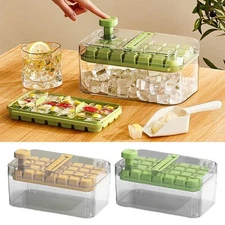 1x Ice Cube Tray with Lid and Bin Ice Cube Maker with Storage Container Box