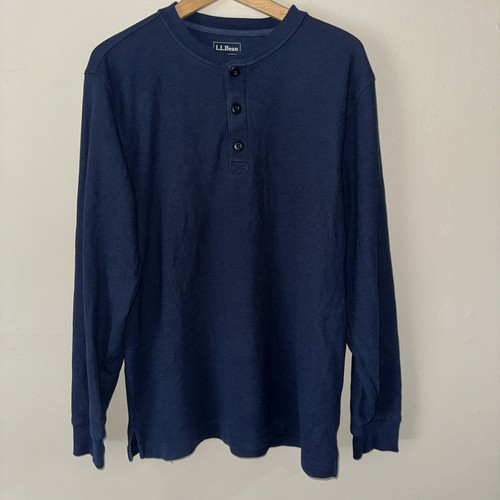 LL Bean Henley Herren Medium traditionelle Passform Langarm Waffel Strick Thermo Knopf