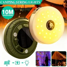 10M Solar LED Camping String Light Portable Stowable Retractable Fairy Xmas Lamp