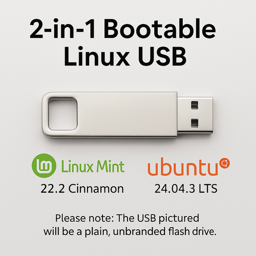 Linux Mint 22.2 Cinnamon + Ubuntu 24.04.3 LTS - Bootable / Live USB / 2 ...