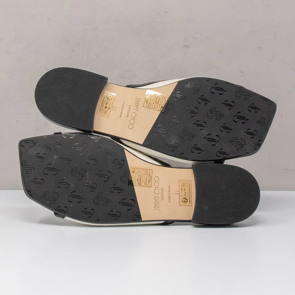 Jimmy Choo Nako Slide Sandals Latte White/Black, Size 37 (7 US) - Image 4 of 4