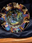 Carnival Glass Farmyard Pattern Iridescent Multicolor Decorative Bowl Round