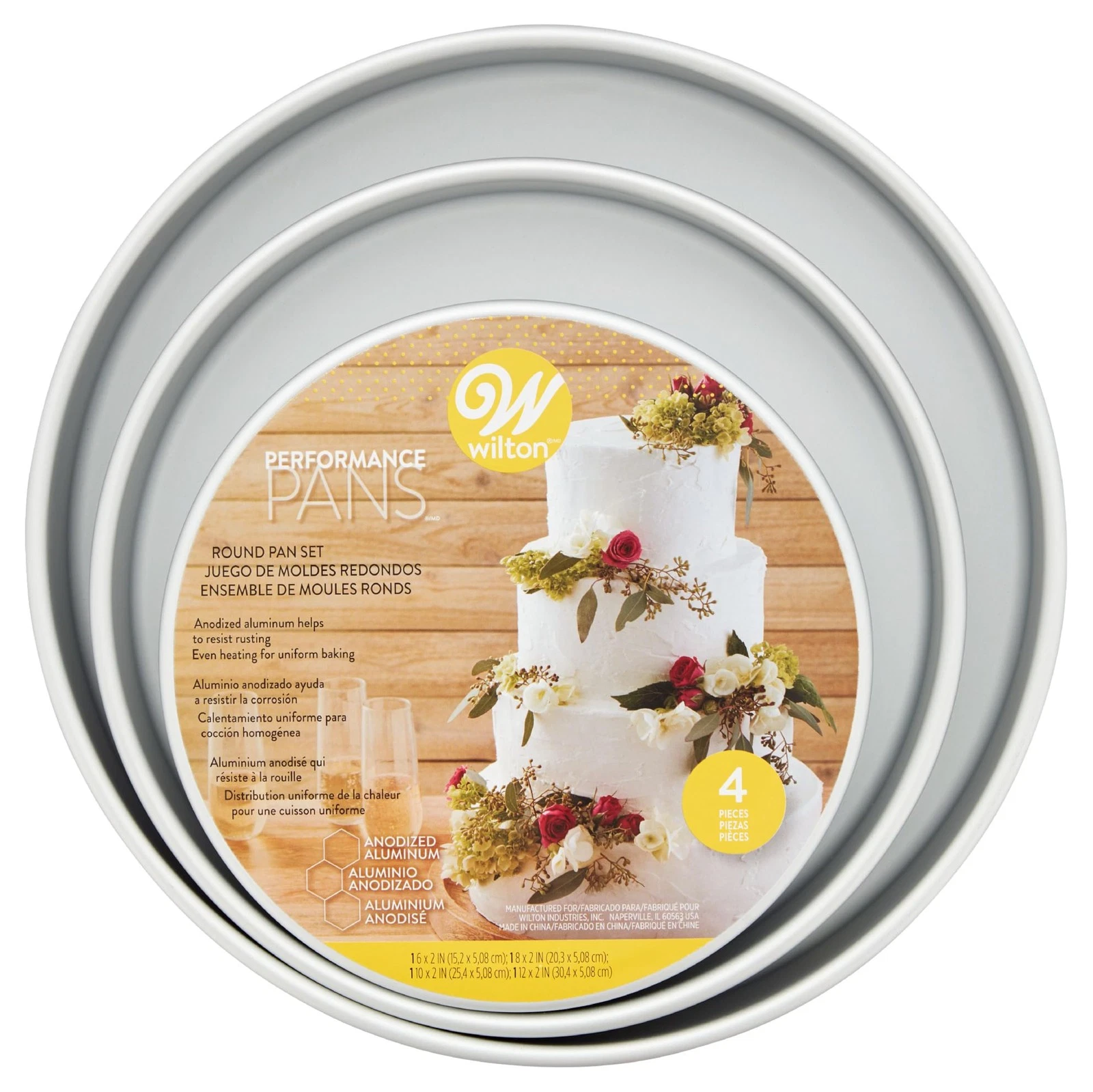 Wilton Aluminum Round Cake Pan Set, 4-Piece for Layered Cakes,Durable, Even
Opens in a new window or
